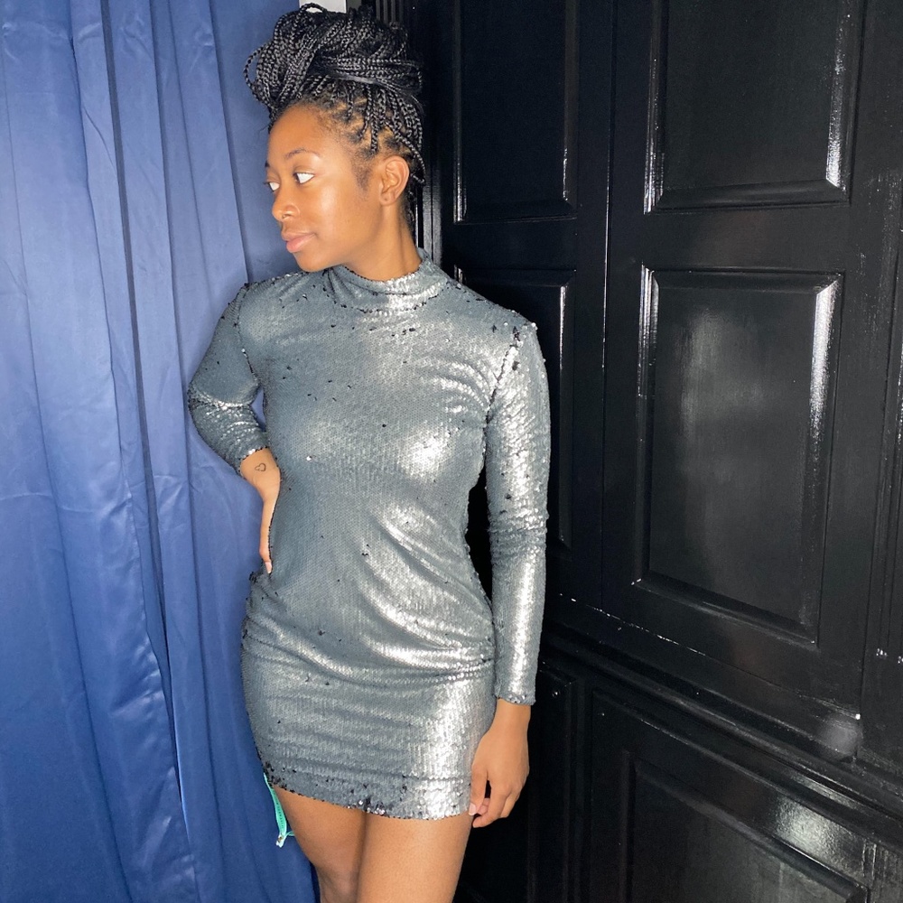 Silver Sequin Party Dress